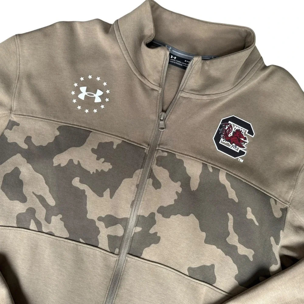 Under Armour Salute to Service South Carolina Gamecocks Mens 2XL Camo Jacket Tan